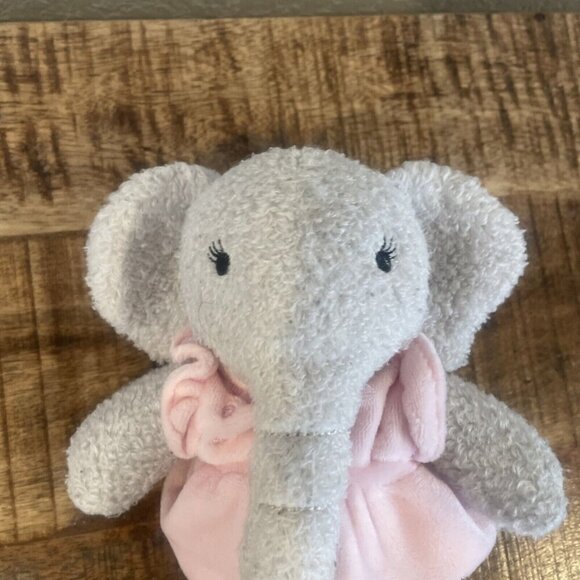 The Elephant Project Kiki Soft Gray 8” Plush Stuffed Animal Pink Dress Sewn Eyes - Picture 2 of 6